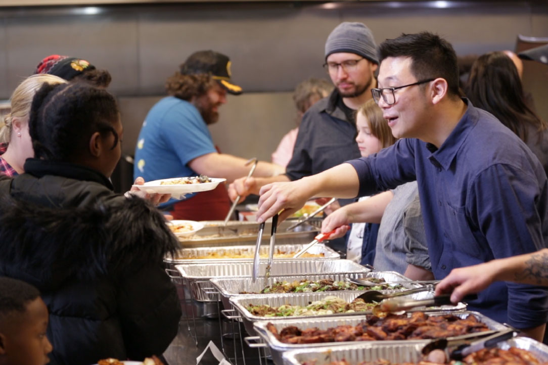 serving at a buffet